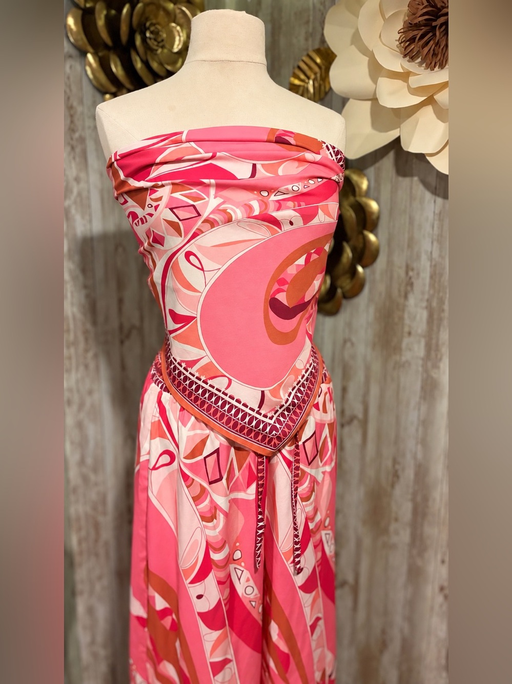 Strapless Pink Printed pant set